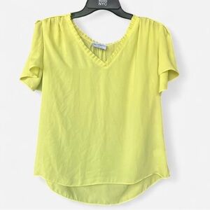 Elegant Yellow V-Neck Blouse